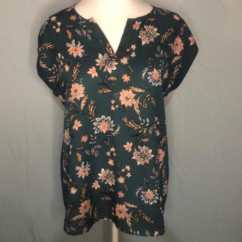 Papermoon Women’s V Neck Short Sleeve Floral Top Size Small